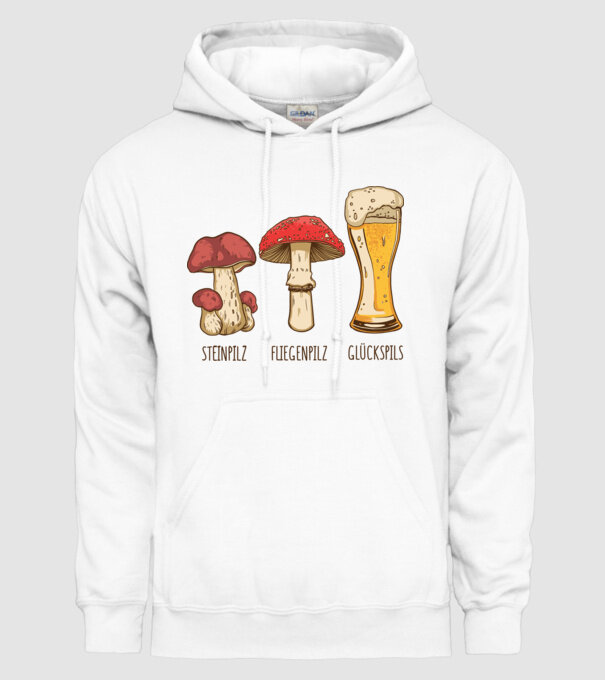 Soiuri de ciuperci model alb pe tricou