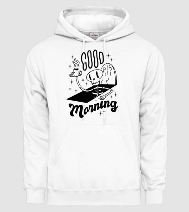 Good Morning Coffee model alb pe tricou