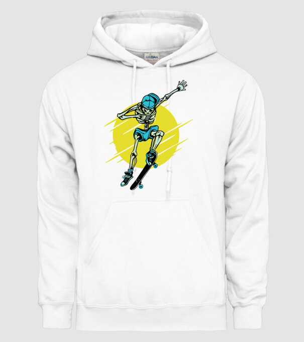 Schelet Skateboarder model alb pe tricou