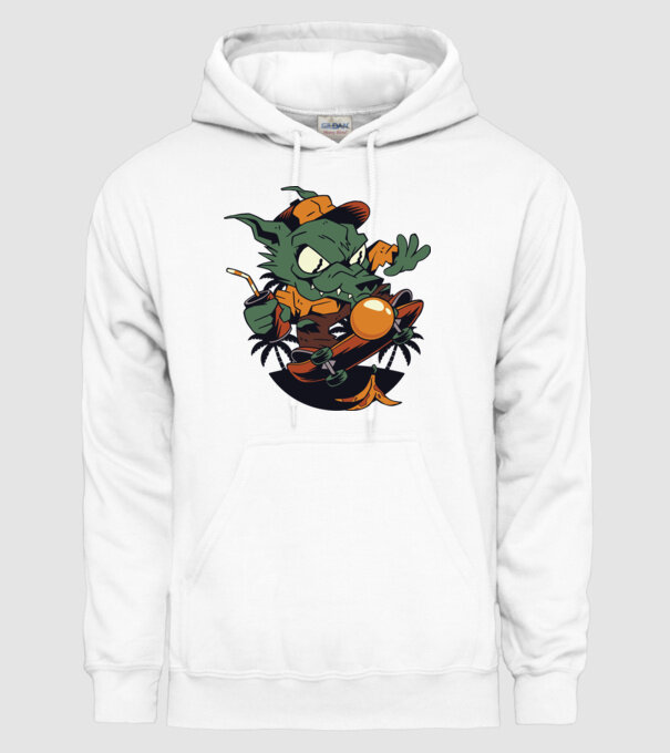 Vârcolac Skateboarder model alb pe tricou