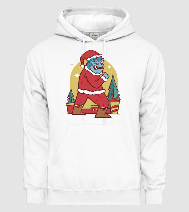 Gorila Santa model alb pe tricou