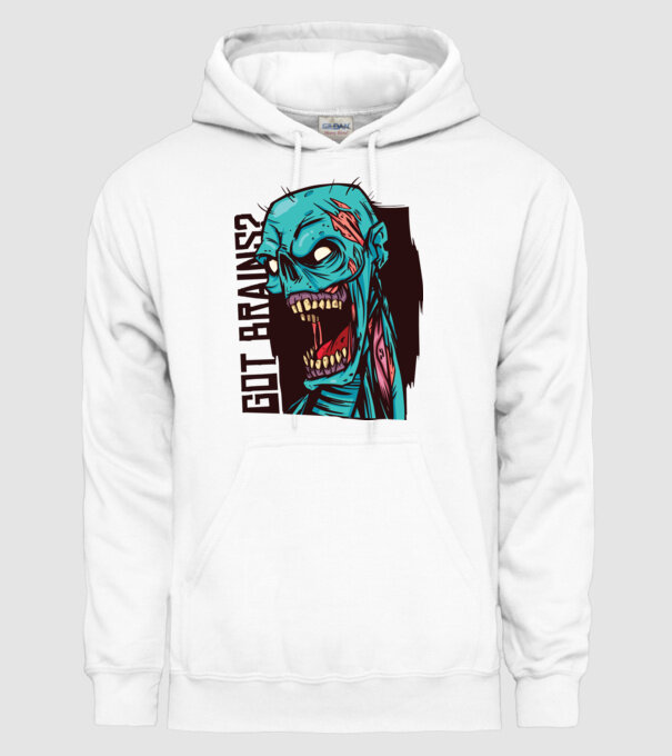 Got Brains? Cap Zombie model alb pe tricou