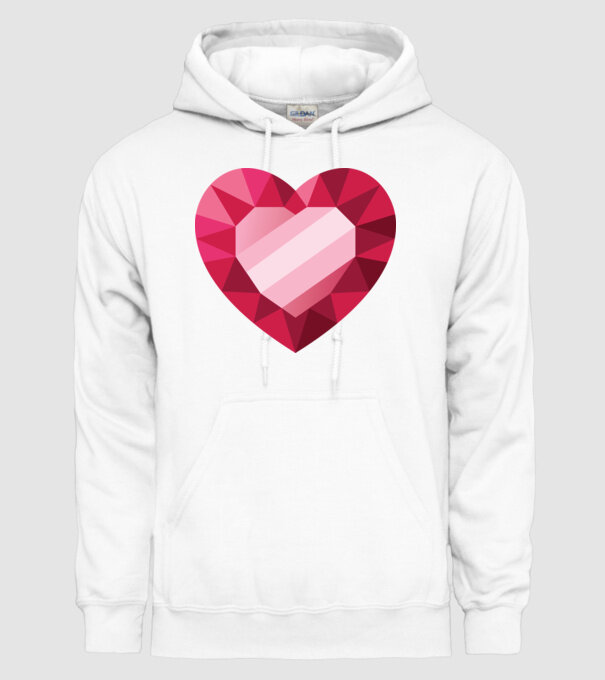 Inimă diamant model alb pe tricou