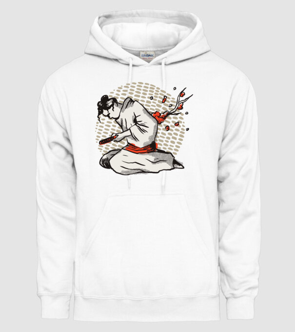 Samurai Harakiri model alb pe tricou