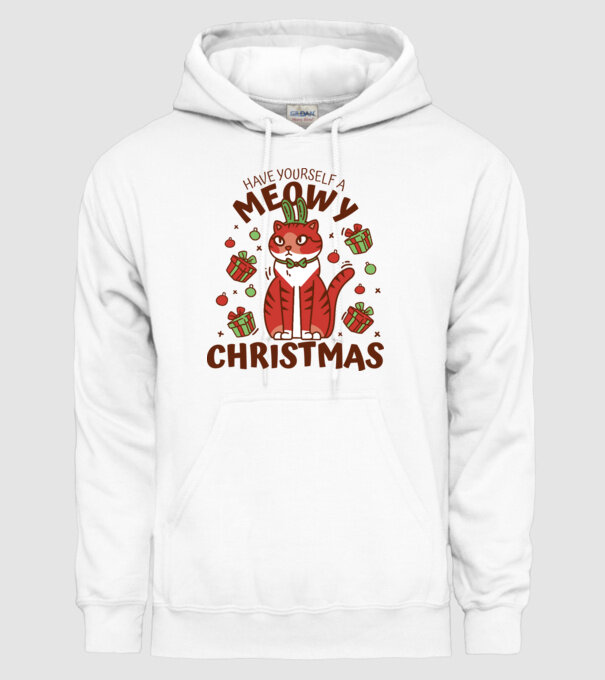 Have yourself a Meowy Christmas - Cicás Karácsony model alb pe tricou