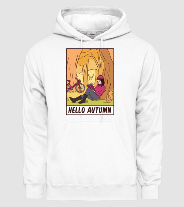 Hello Toamnă model alb pe tricou