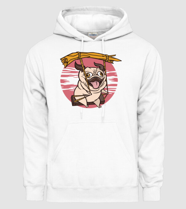 Mops cu leagăn model alb pe tricou