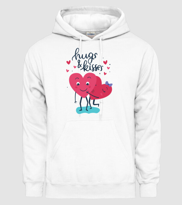 'Hugs and Kisses Tricou drăguț pentru Valentine''s Day' model alb pe tricou