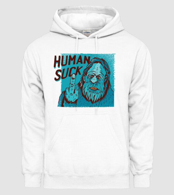 Human Suck - Yeti spune tricou amuzant antisocial model alb pe tricou