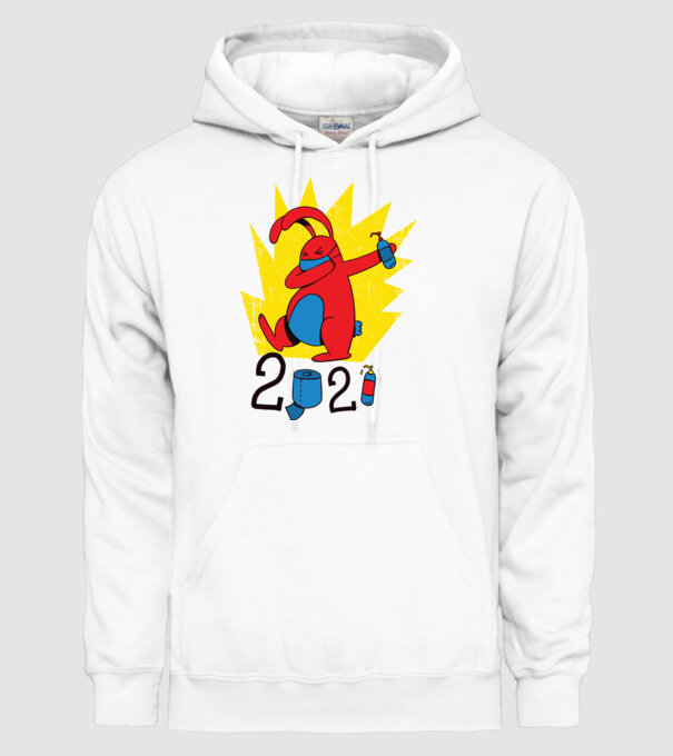 Paște 2021 - Iepuraș cu mască model alb pe tricou