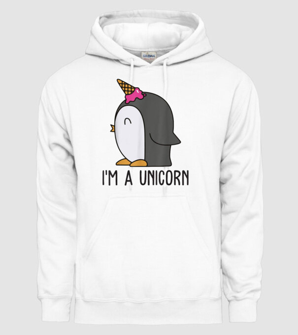 'I''m a unicorn - penguin' model alb pe tricou