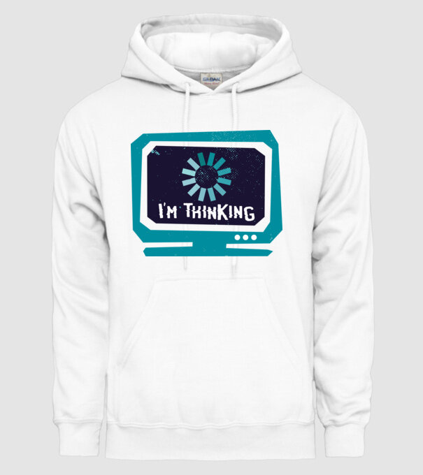 'I''m thinking Mă gândesc' model alb pe tricou