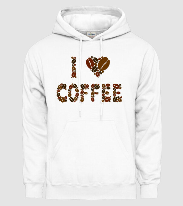 I Love Coffee model alb pe tricou