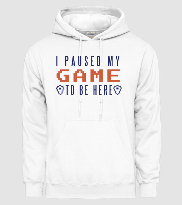 I Paused my game to be here model alb pe tricou