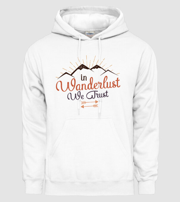 In Wanderlust we trust model alb pe tricou