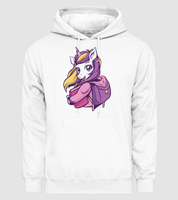 Școlăriță Unicorn model alb pe tricou