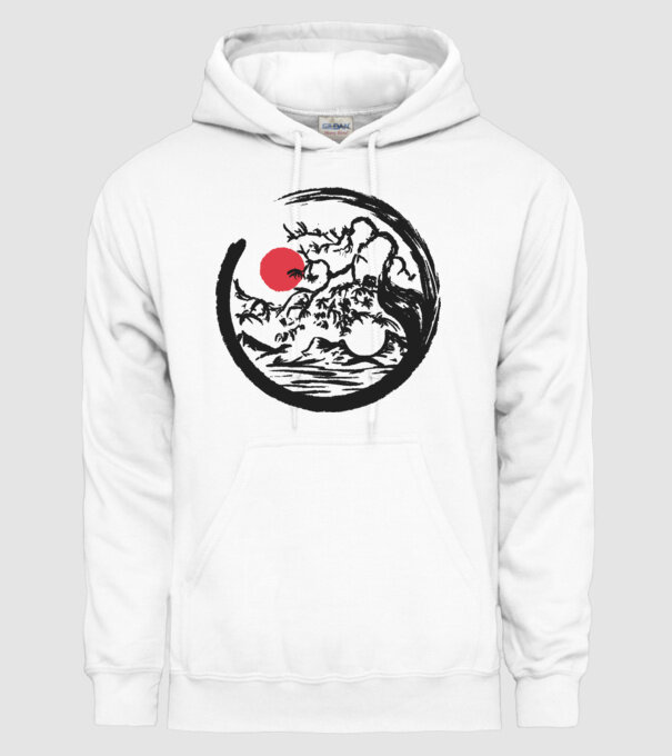 Yin-Yang Bonsai model alb pe tricou