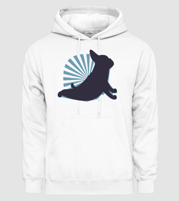 Mops Yoga model alb pe tricou