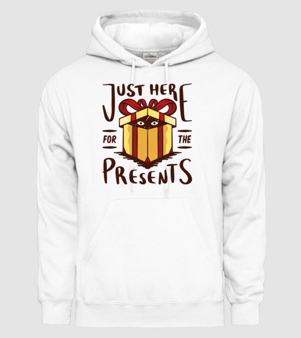Just here for the presents tricou de Crăciun model alb pe tricou