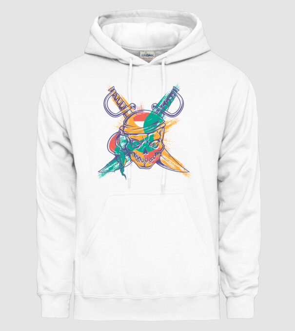 Craniu de pirat model alb pe tricou