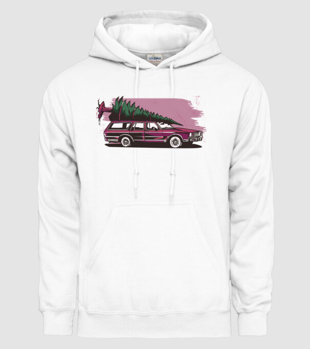 Pom de Crăciun cu mașină Retro tricou model alb pe tricou