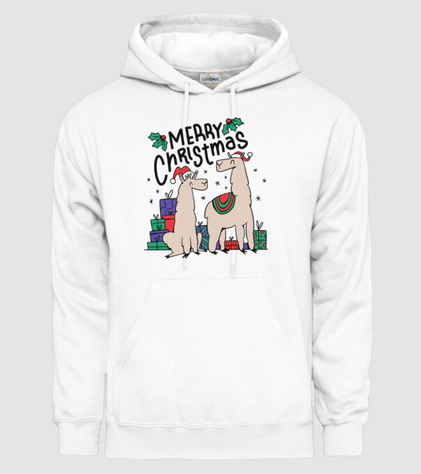 Alpaca de Crăciun model alb pe tricou