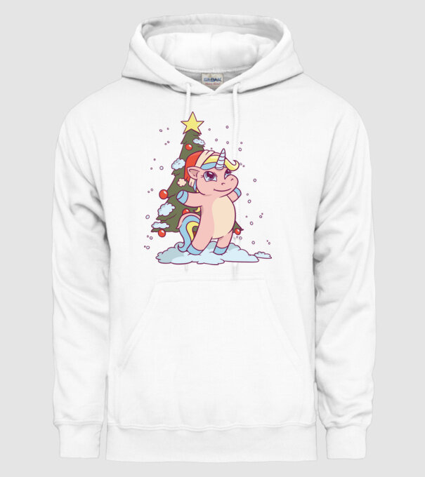 Unicorn de Crăciun model alb pe tricou