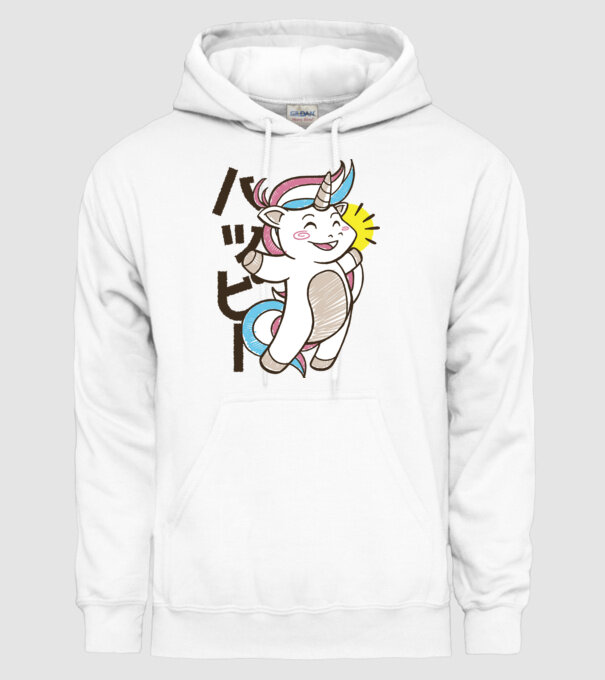 Kawaii unicorn model alb pe tricou