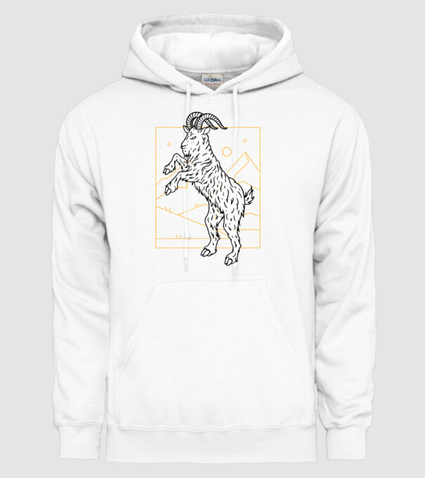 Capră model alb pe tricou