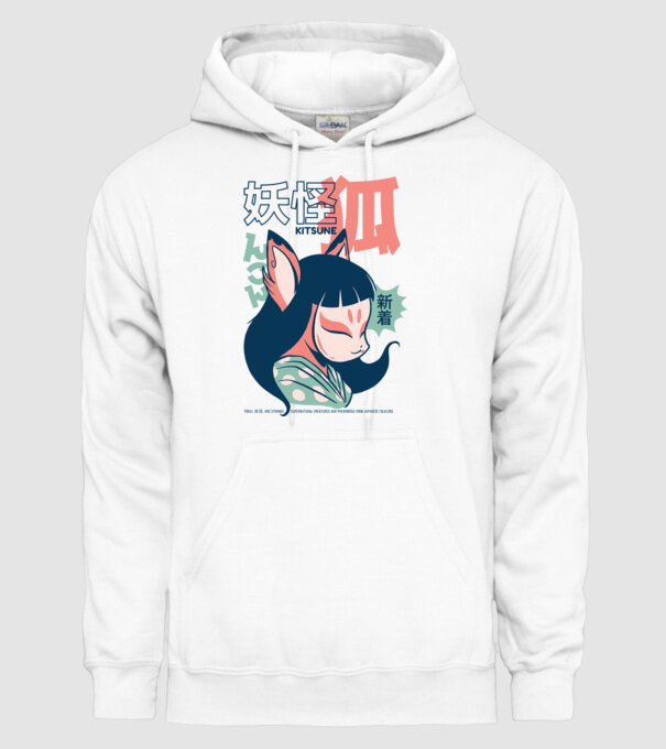 Kitsune Yokai Anime model alb pe tricou