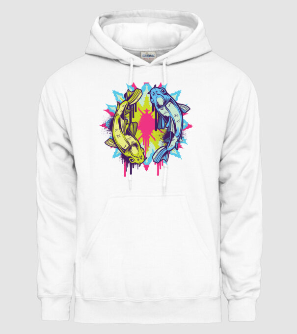 Crap Koi Colorat model alb pe tricou
