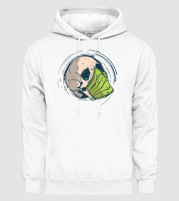 Craniu cu mască model alb pe tricou