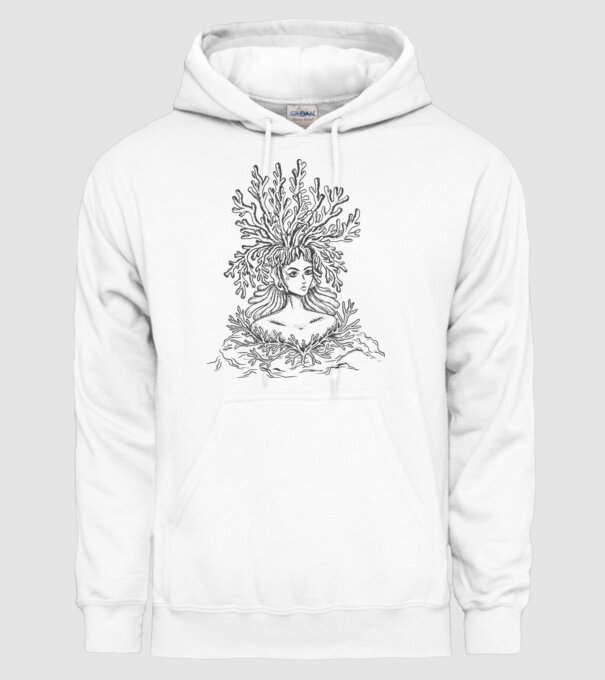 Cap de femeie Coral model alb pe tricou