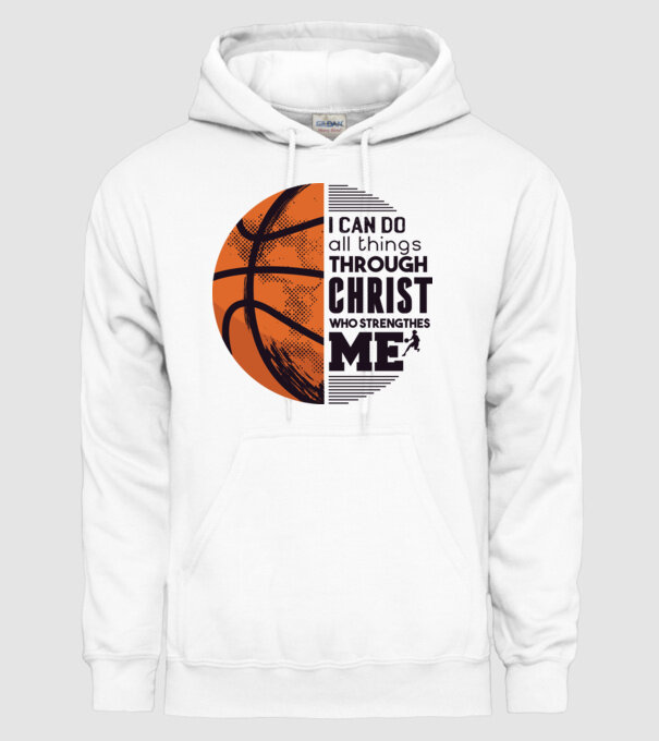 Cu ajutorul lui Hristos reușim Baschetbalist model alb pe tricou