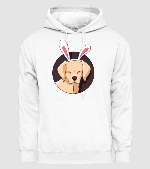 Iepuraș Labrador pentru Paște model alb pe tricou