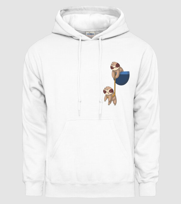 Leneș cu buzunar model alb pe tricou