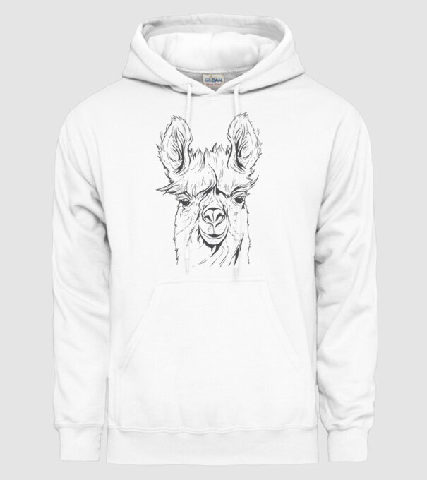 Cap de Lama model alb pe tricou