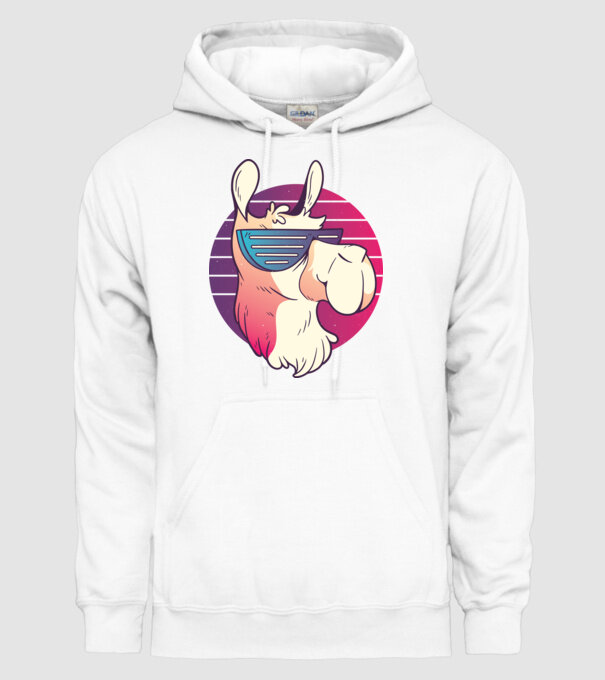 Llama ochelari de soare retro tricou model alb pe tricou