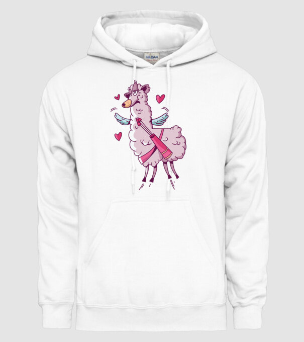 'Dragoste Llama pentru Valentine''s Day' model alb pe tricou