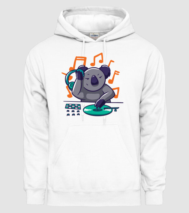 Koala DJ model alb pe tricou