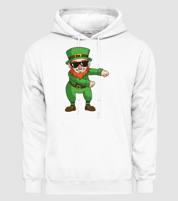 Leprechaun Floss DAB model alb pe tricou