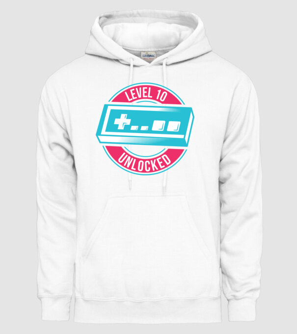Level 10 Unlocked 10th Birthday model alb pe tricou