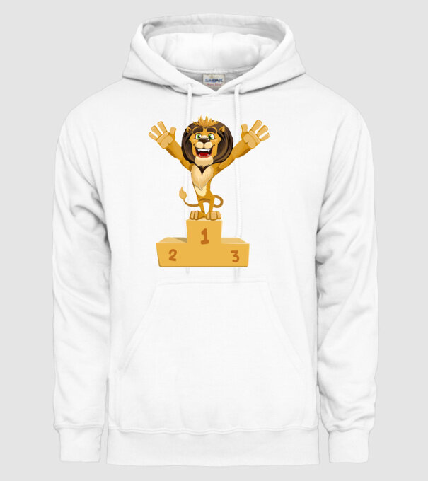 lion champion model alb pe tricou