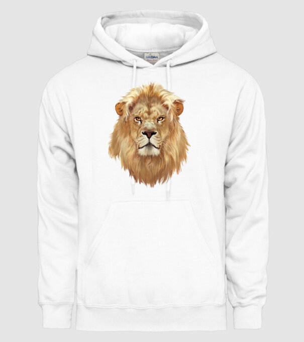 lion head paint model alb pe tricou