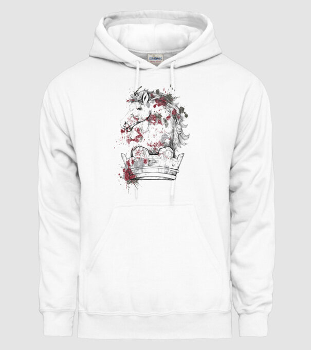 Coroană Cal - Șah model alb pe tricou