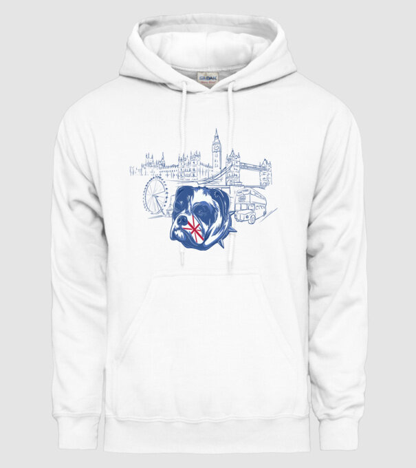 London Bulldog model alb pe tricou