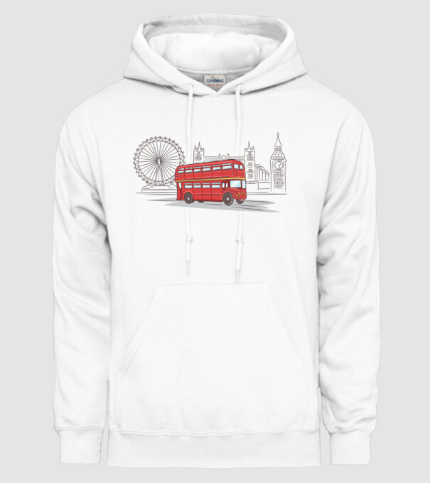 London Bus model alb pe tricou