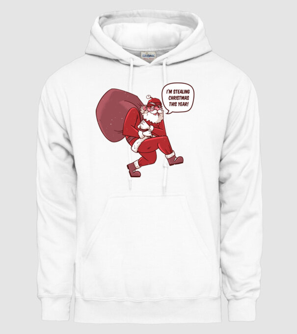 Moș Crăciun strecurându-se model alb pe tricou