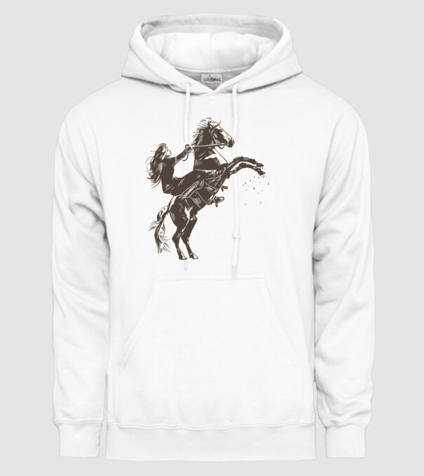 Fată cu cal model alb pe tricou