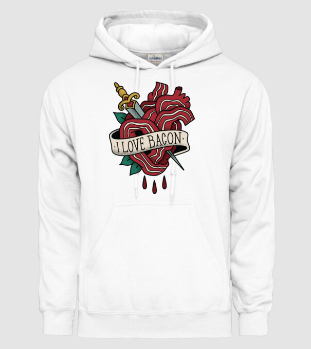 Love Bacon Tatuaj model alb pe tricou